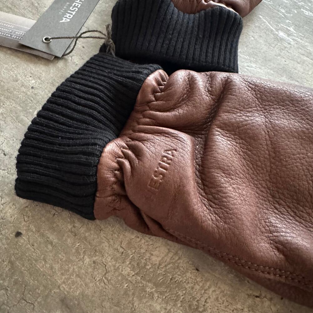 Hestra Tore Deerskin Leather Chocolate Brown Hand Gloves 10 NEW Lined Primaloft - Picture 4 of 7